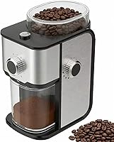 Ollygrin Electric Flat Burr Coffee Grinder - 14 Settings, 2-12 Cups, Compact Stainless Steel for Home & Office