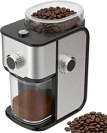 Ollygrin Flat Burr Coffee Grinder Electric, Adjustable Coffee Grinder for