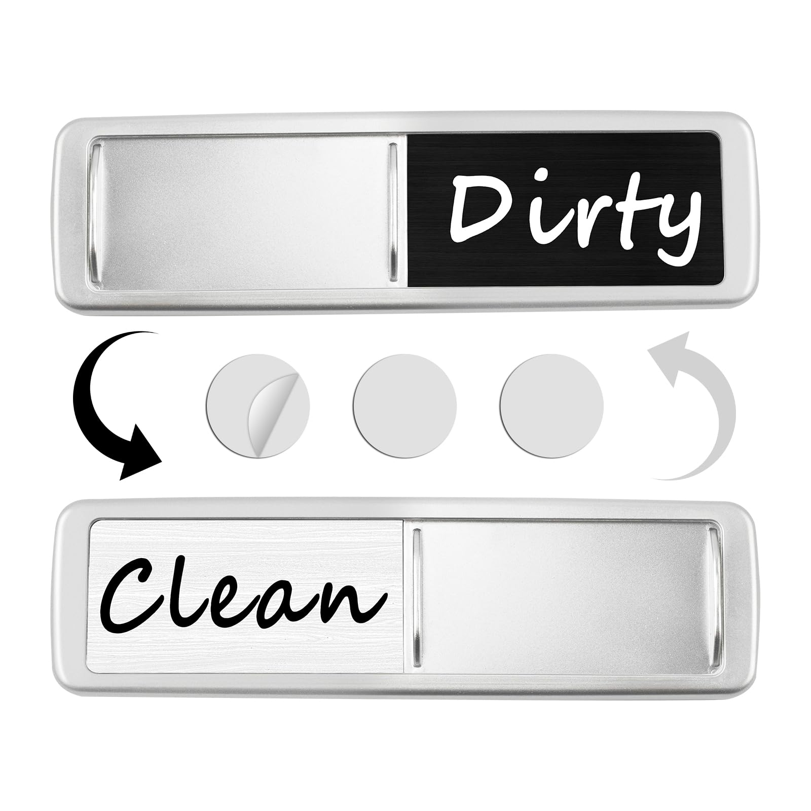 Dishwasher Magnet Clean Dirty Sign, Slide Strong Clean and Dirty Magnet Indicator for Dishwasher, Non-Scratch, Easy to Read, Self-Adhesive Stickers for Non-Magnetic Dishwasher?Black White?