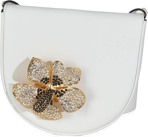 Pre-Loved Heel Metal Flower Crossbody White Mini