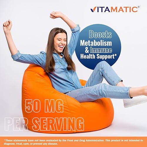 Miniatura 5 de Vitamatic Vitamina B6 (Piridoxina HCI), 50 mg 250 tabletas vegetarianas - Promueve la producción de energía, aumenta el metabolismo y el apoyo a la