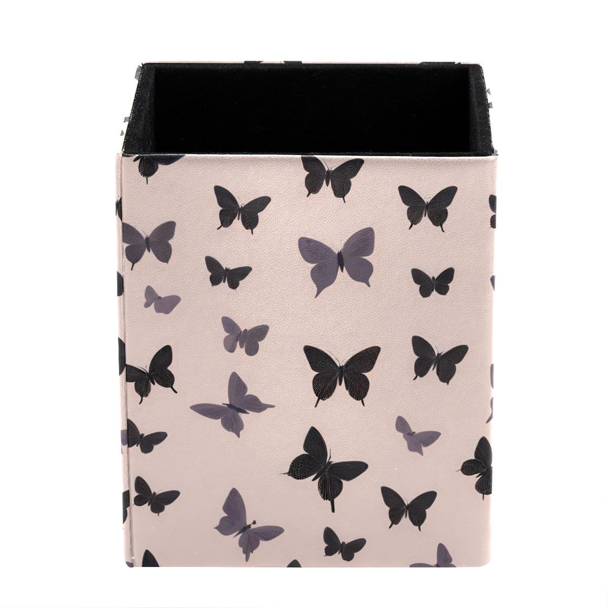 HEOEH Butterfly Pen Holder Pen Pot, Square Pencil Cup for Desk