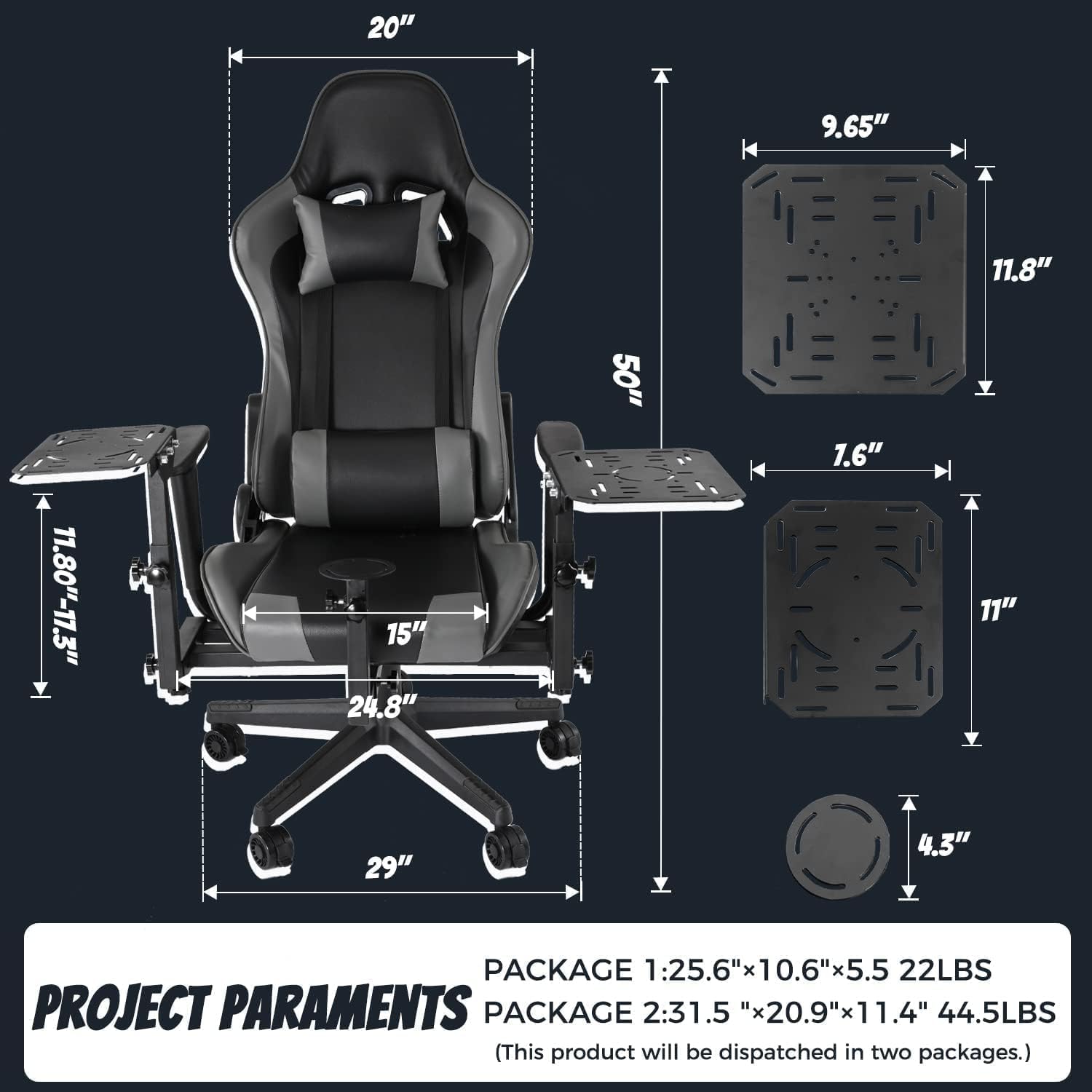 Dardoo Ergonomic Gaming Chair Joystick Hotas Mount for Thrustmaster A10C Warthog Logitech X56 X52 Alloy Steel