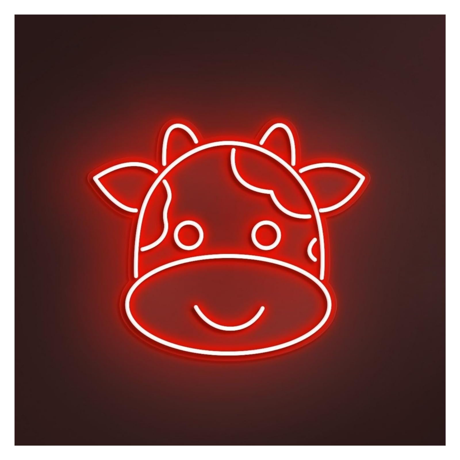 RONGCH Hanging Art Neon Signs Cute Cow Neon Sign, Suitable for Kids Room Decor with Brightness Adjustable 38cm(B)
