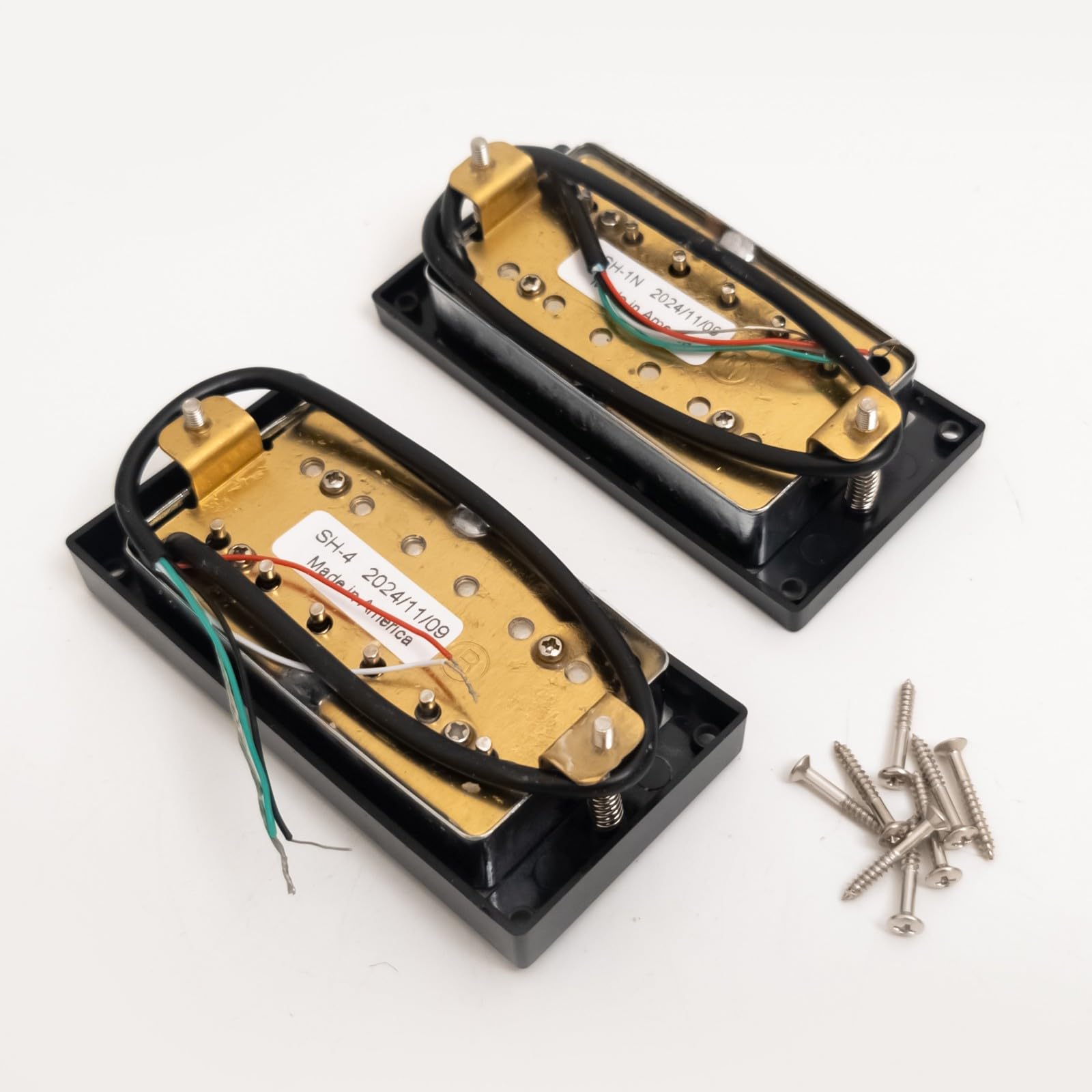 Humbucker-Tonabnehmer-Set für Gibson LP SG Gitarre, warmer 7,5 K Hals + kräftiger 15 K Steg-Keramik-Magnet, kompatibles Upgrade für E-Gitarre, 2V2T Verkabelung (Chrom BK 2V1T Kabelbaum-Set)