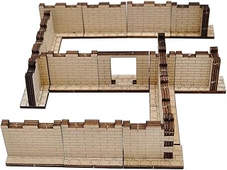 Dungeon Brick Walls (Set of 16) Wood Laser Cut 2" x 1" 3D Modular Terrain Tiles 28mm Scale Perfect for D&D, Dungeons & Dragons, Wargames and Other Tabletop RPG