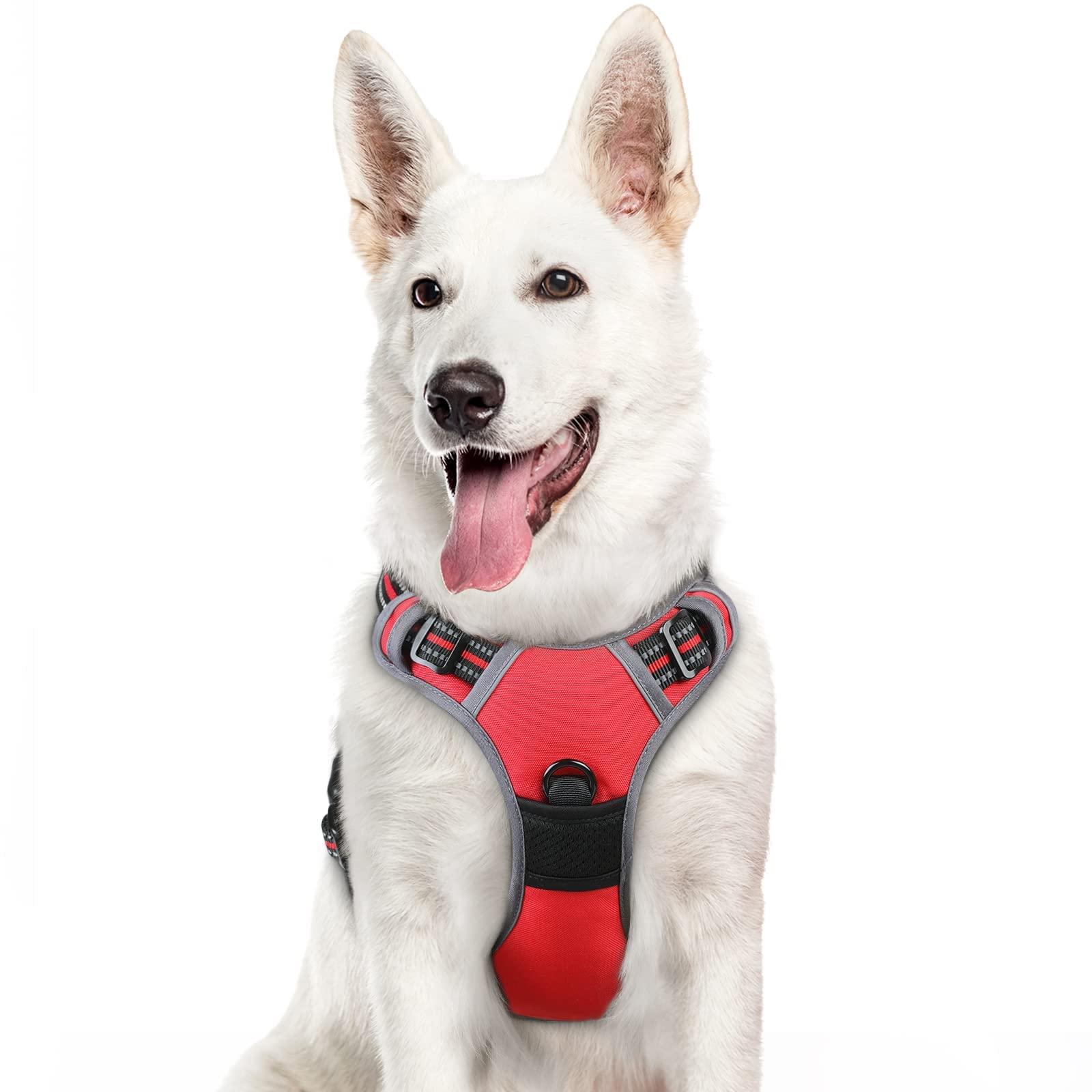 Eagloo Pettorina Cane Taglia Grande, Pettorina ad h Antifuga, Imbracatura per Cani Anti Tiro con Doppio Gancio, Imbracatura Robusto e Regolabile per Addestramento Passeggiate, XL, Rossa