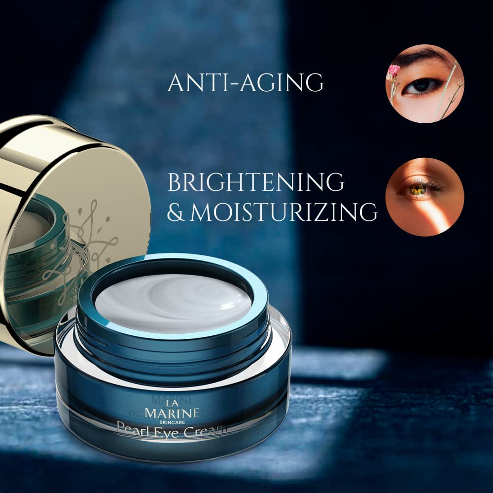 LAMARINE SKINCARE Pearl Eye Cream for Dark Circles and Puffiness, Caffeine, Jellyfish Extract, Reduces Under-Eye Bags, Complex for Fine Lines and Wrinkles, Moisturizing Treatment - Anti-Aging, 0.5 oz : Beauty & Personal Care