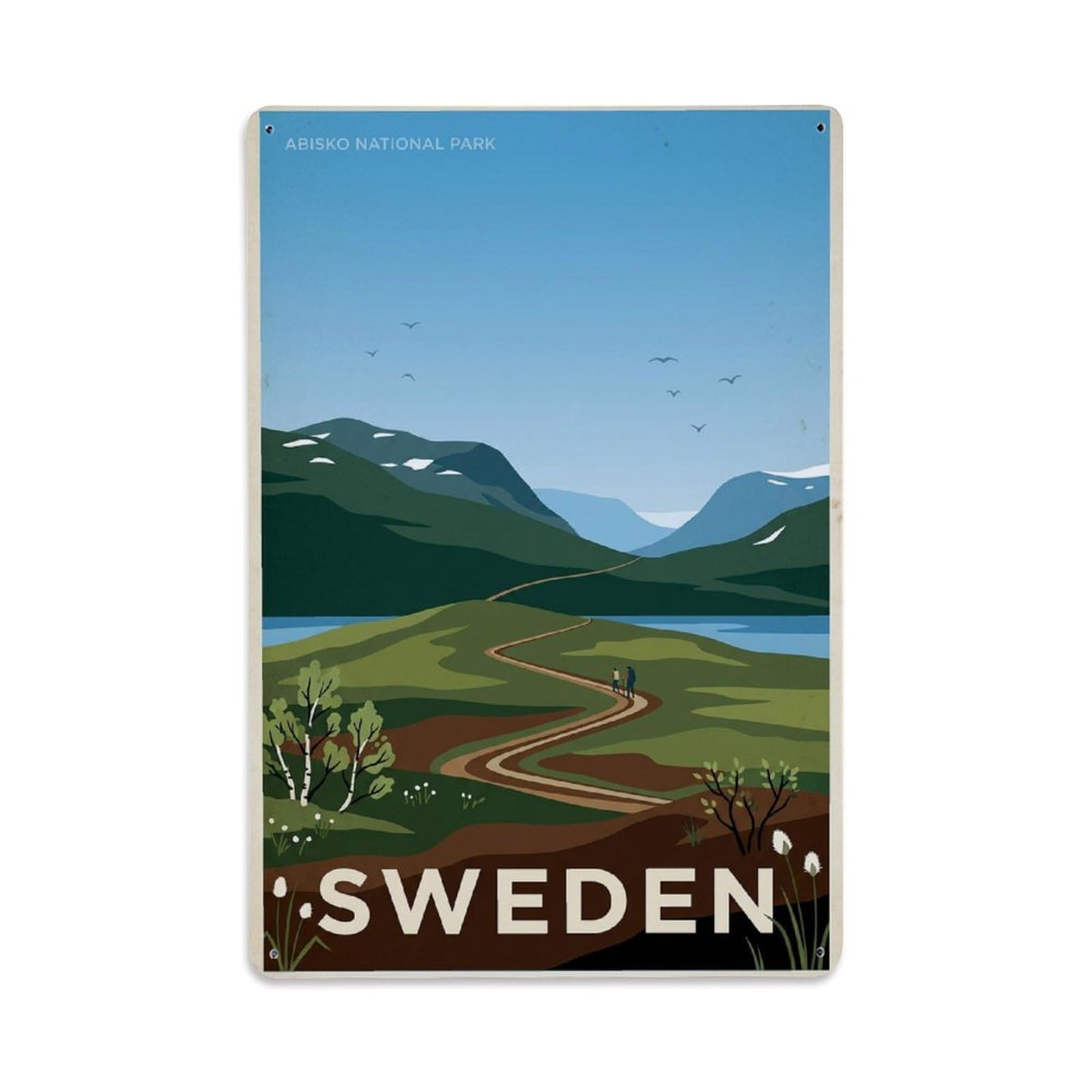 Vintage Travel Abisko Sweden Hiking Metal Tin Sign