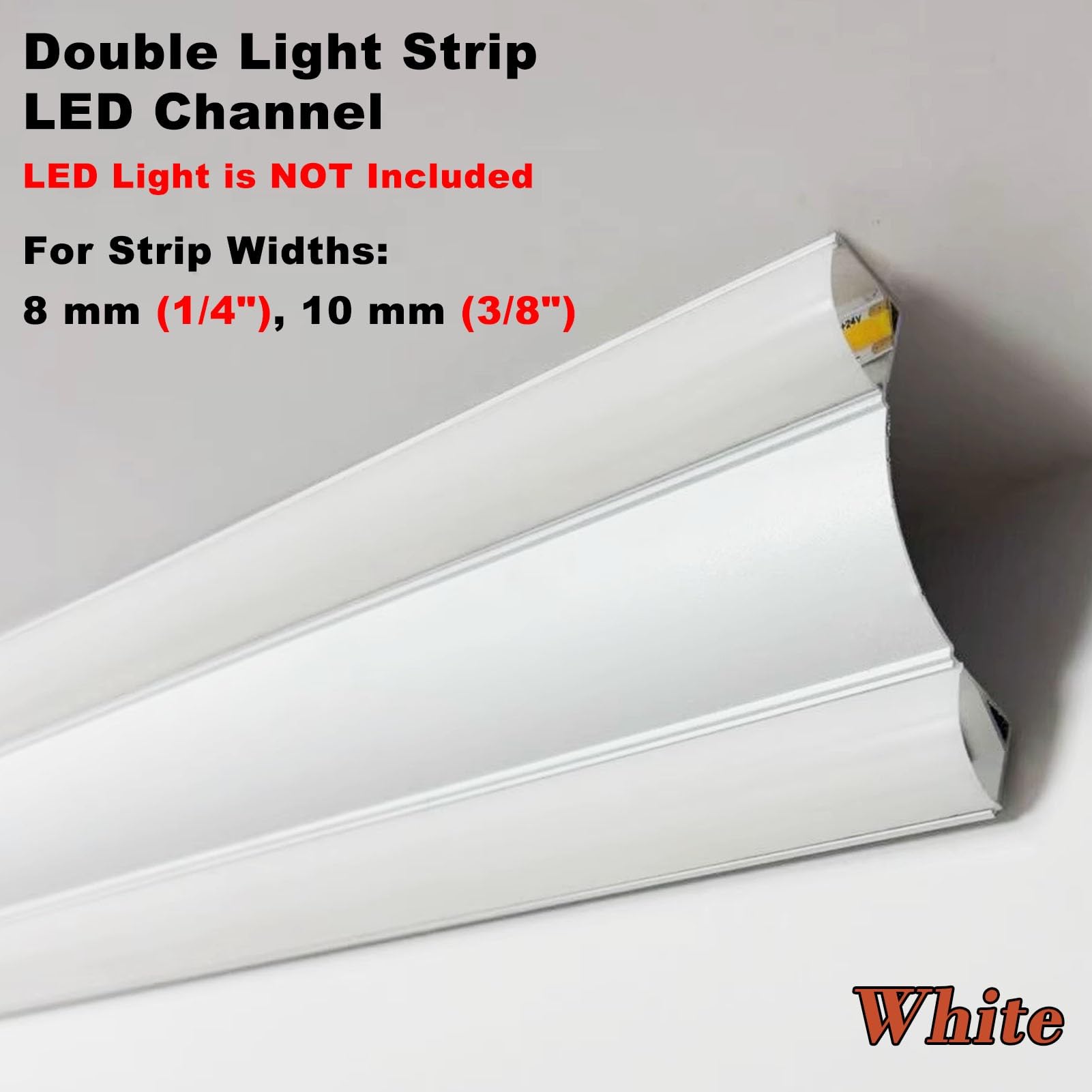 Aluminum Crown Moulding Ceiling Wall Indirect Lighting, Double Light Strip Crown Molding Trim 2 1/4" x 2 1/4", Cornice LED Channel Wall Washer Decor(White,12.5m(41ft))