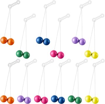 12 Pcs Clackers Balls on a String Novelty Swinging Click Clacks Balls for Kids Adults Sensory Toy Vintage Birthday Party Favors, 6 Colors
