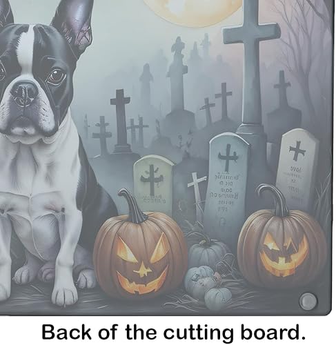 Miniatura 5 de Caroline's Treasures DAC2020LCB Boston Terrier Spooky Tabla de cortar de vidrio de Halloween Tabla de cortar y servir de vidrio templado decorativa