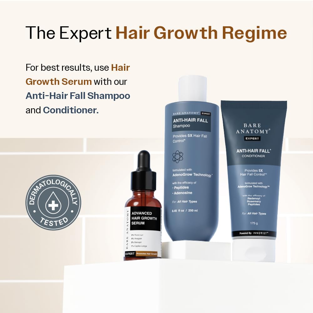 Bare Anatomy Sérum avancé de croissance des cheveux | 3% Redensyl – 2 fois meilleurs résultats que le minoxidil | + 4% Anagain + 3% Baicapil | Romarin, Biotine | Sérum de contrôle de la croissance
