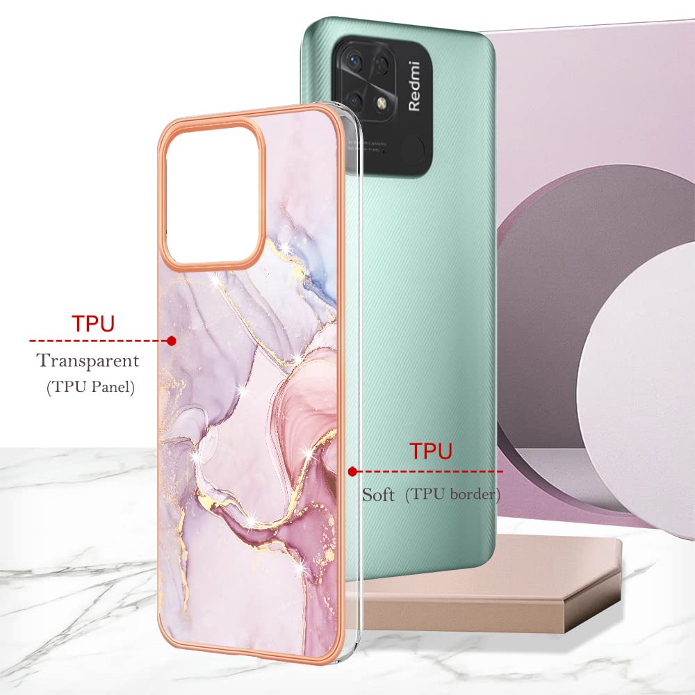 BORYA Cover per OPPO Reno 10 Pro 5G, Ultra Sottile Antiurto Morbida Silicone TPU Bumper Custodia, Elegante Placcatura Phnom Penh Lusso Leggero Anticaduta Case, Rosa
