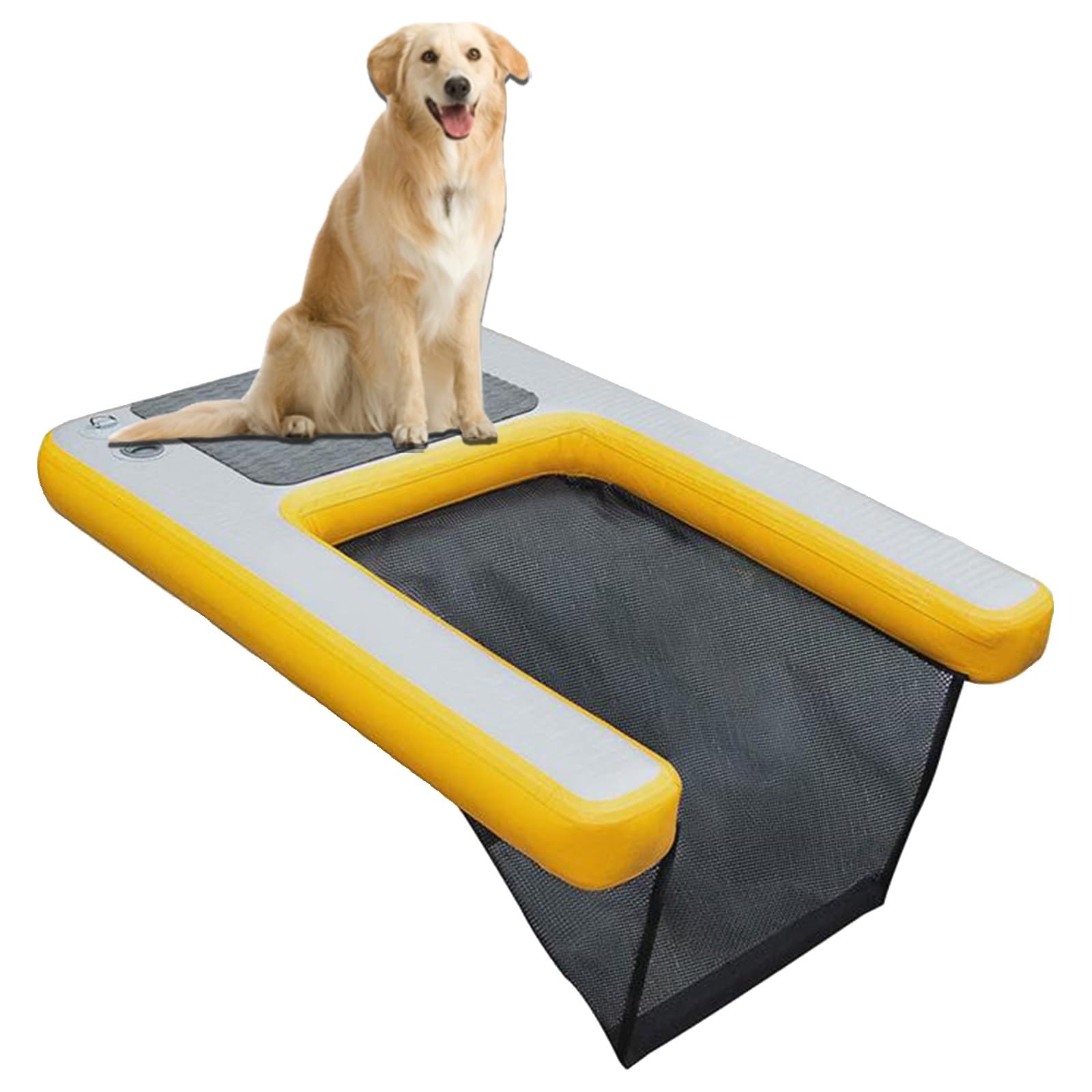 rampa de Agua para Perros Rampa de Agua Inflable para Perros, rampa de pontón para Perros, Escalera de fácil Acceso, rampa de Agua para Muelle Flotante para Bote, Lago, Muelle y Playa.(Yellow)