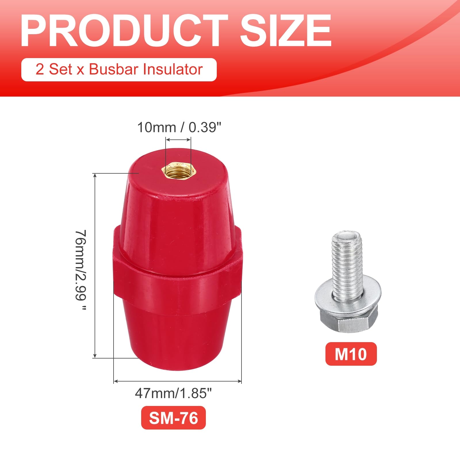 QUARKZMAN 2pcs SM-76 Isolateur De Barre Omnibus, Isolateurs En Polyester, Haute Résistance Avec Vis M10, Goujons, Rondelles Pour Armoire De Distribution D'Énergie
