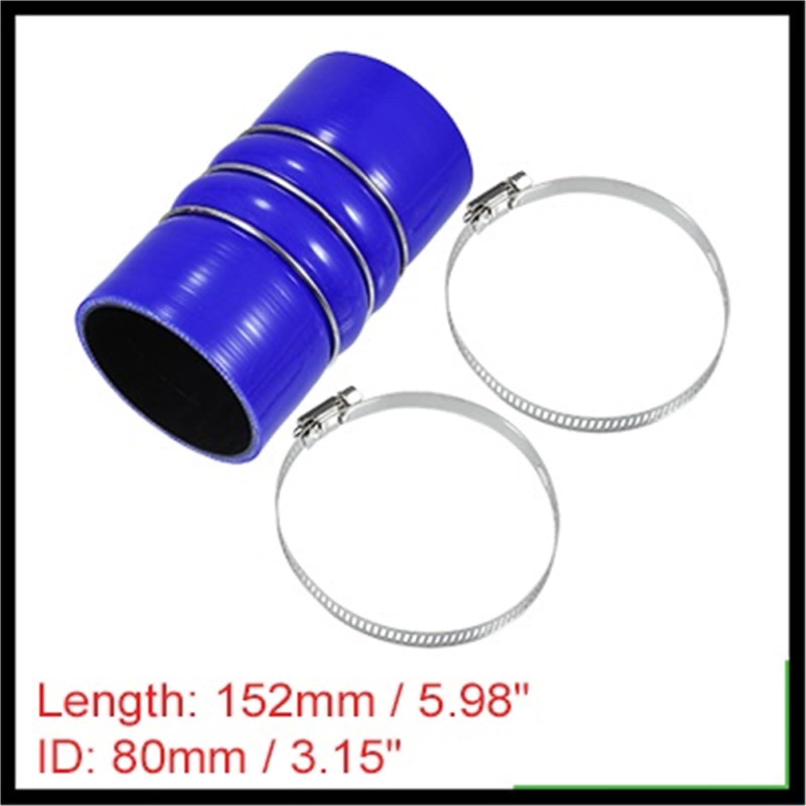 Líneas y mangueras de presión Manguera de silicona para joroba de coche con abrazaderas, diámetro interior de 25/28/30/35/40/45/51/54/57/60 mm - 102 mm, color azul Manguito Turbo(80mm ID)