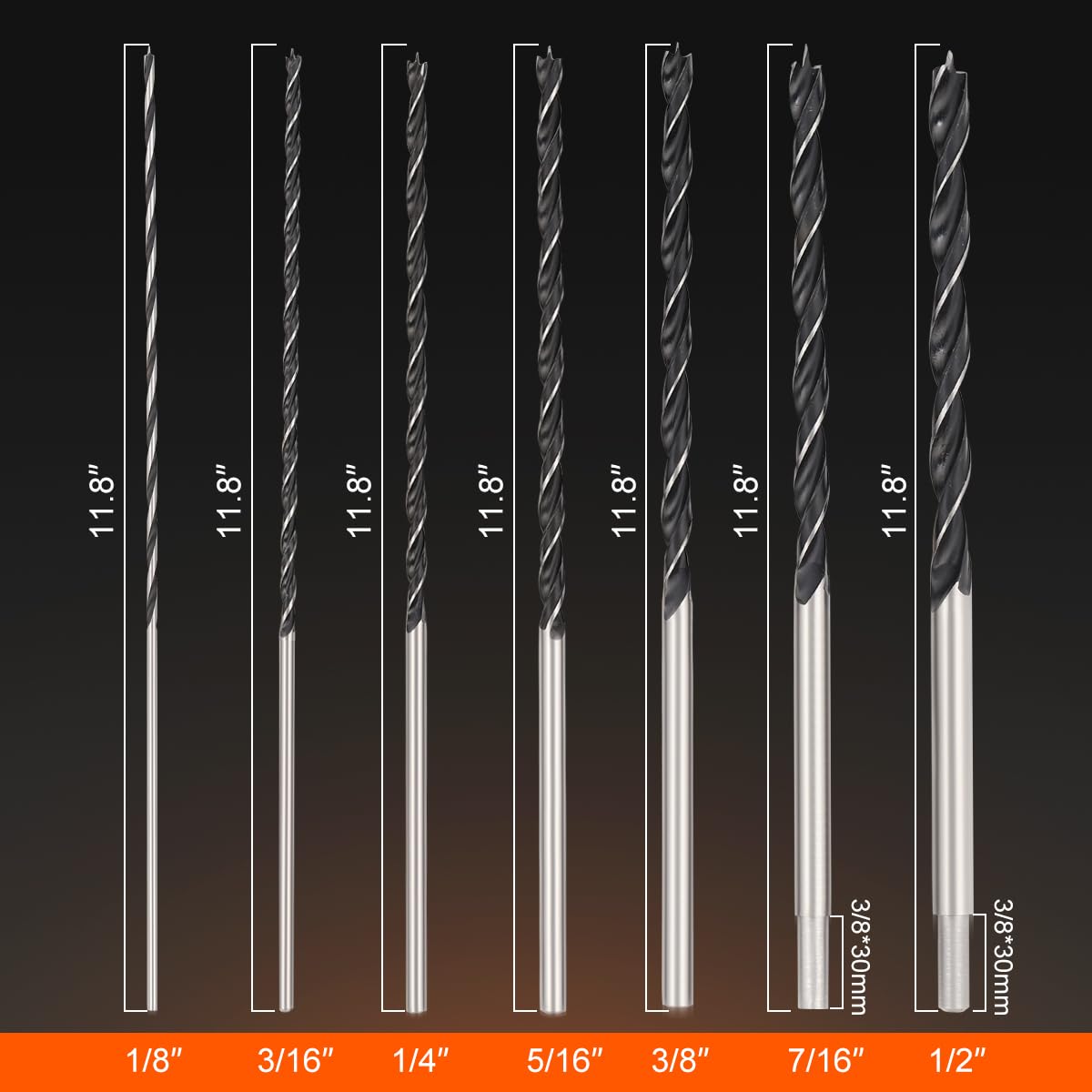 12 Inch Drill Bits COMOWARE 12-Piece Extra Long Brad Point Drill Bit ...
