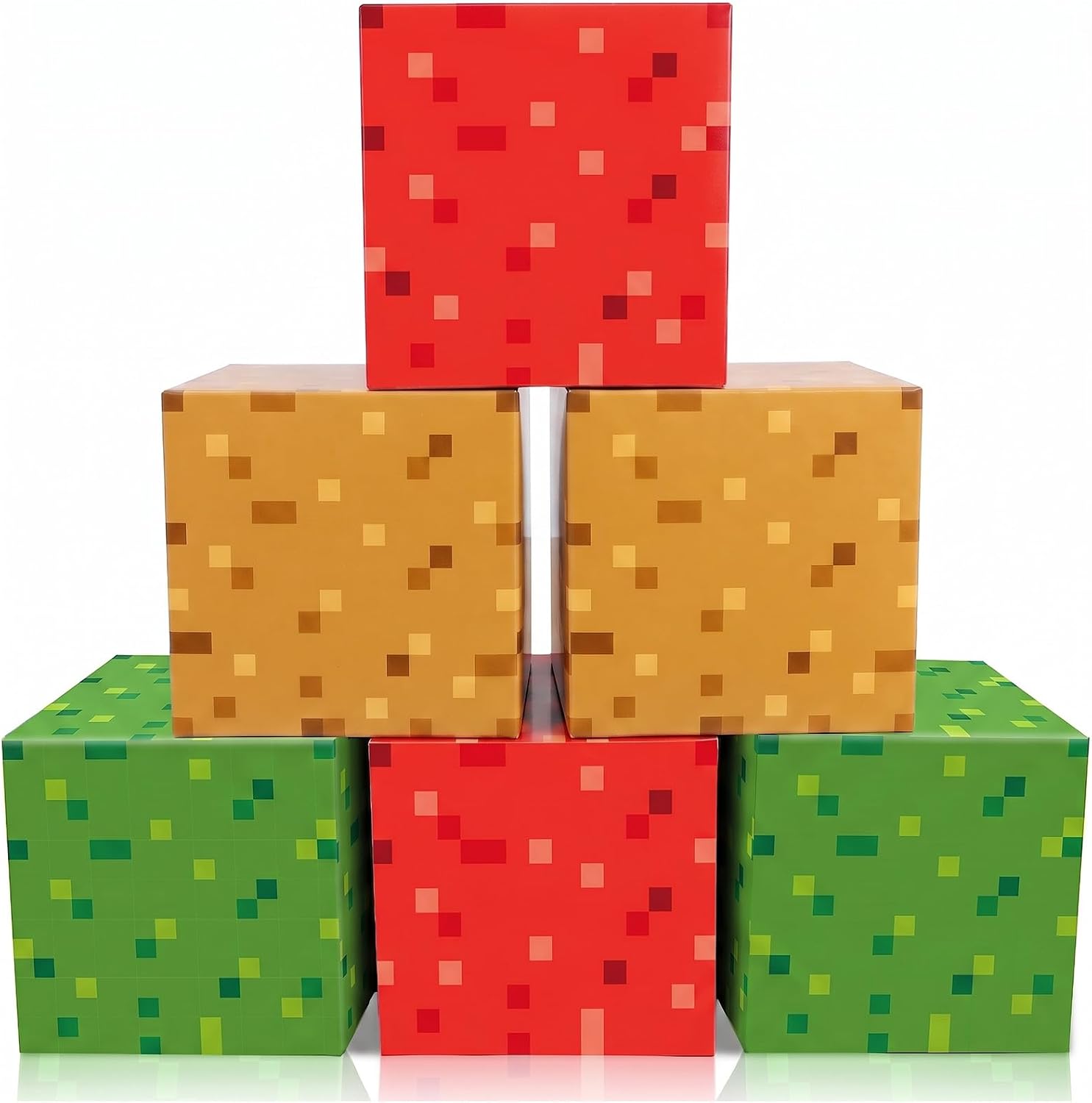 MinFyberd Pixel Large Gift Boxes Pixel Party Decorations Video Game Favor Treat Paper Box Mining Gaming Party Centerpieces Boxes for Boys Girls Kids Teenagers Birthday Supplies