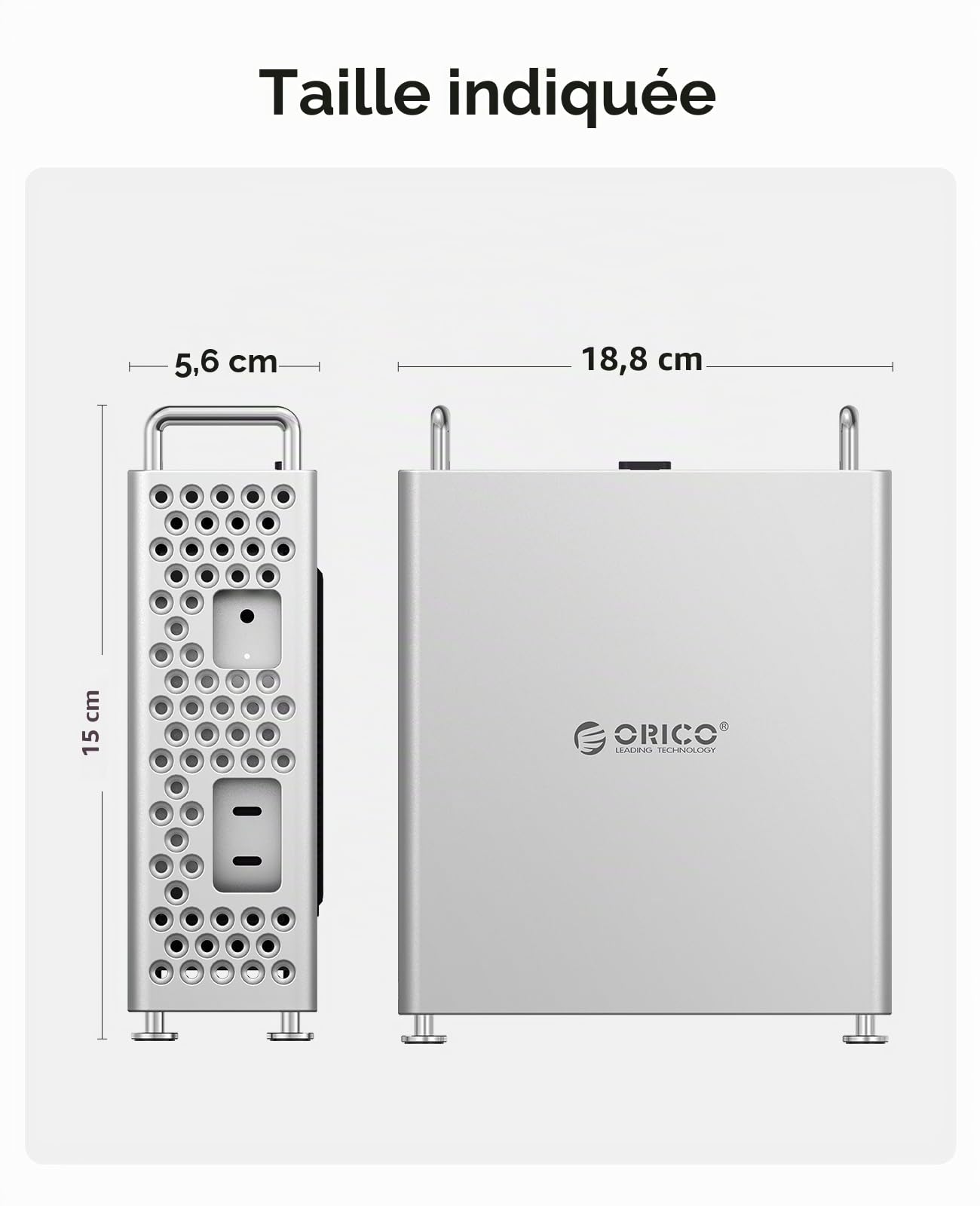 ORICO MiniPro Boîtier en Aluminium, Support pour Mac Mini M4 – Étui de Protection Vertical avec Doublure en Silicone Souple, Étui à Installation sans Outil, Accessoire Parfait pour Mac Mini M4 Pro