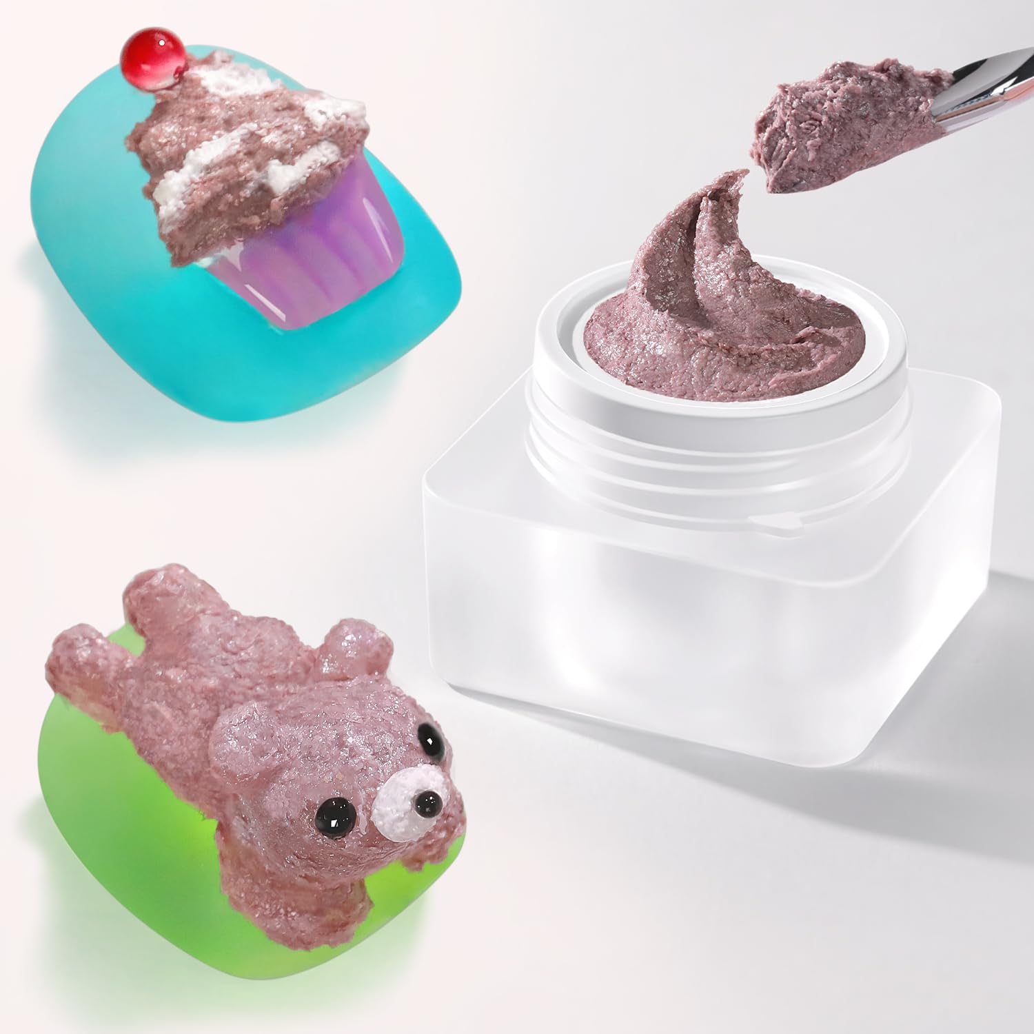 Double Rhythm 3D Nail Gel Solid Sculpting Gel for Nail Art Non-Sticky Hard Gel for Building Carving Molding Nail Extension Soak Off UV/LED Salon Home