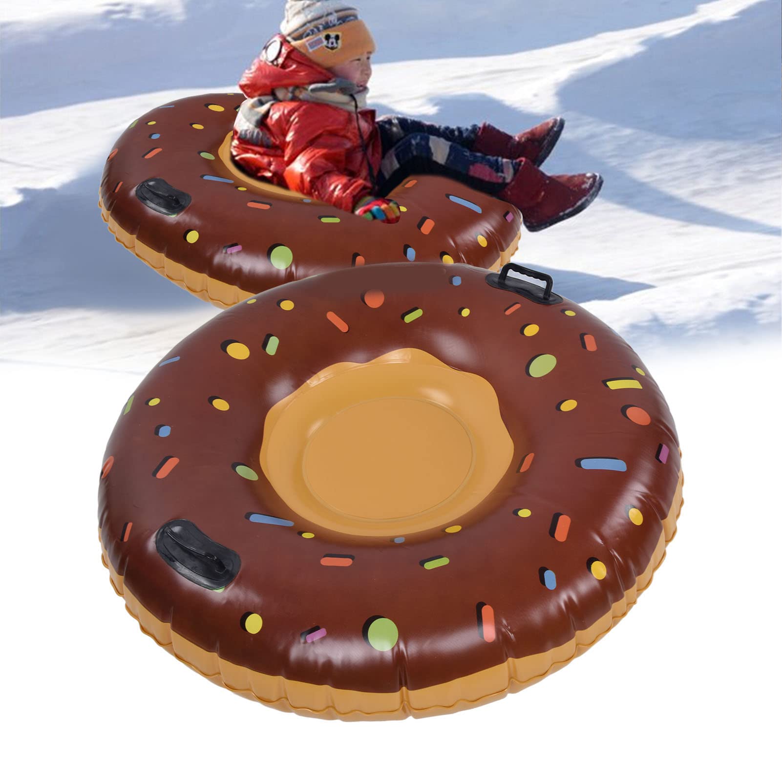 Snow Tube Aufblasbarer PVC-Schlitten für Erwachsene für Skiaktivitäten Im Winter, 120 cm Durchmesser, Schwere Belastung 396,8 Lb