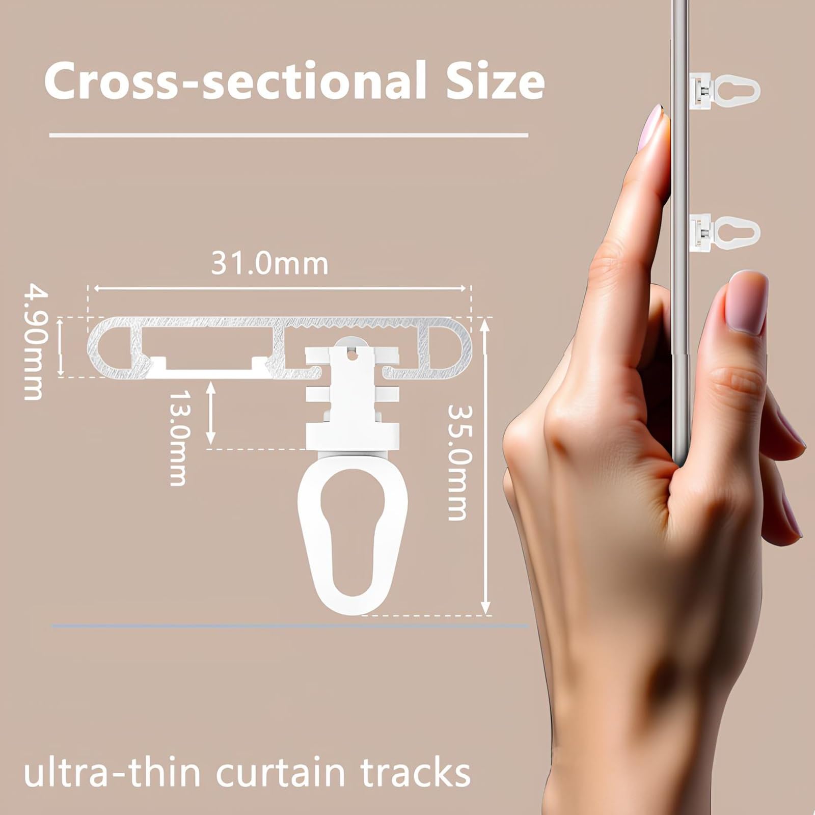 Ultra-cienki system gąsienic S Wave ain, zestaw taśm AP 280 cm, aluminiowe prowadnice składane na suficie, biały pojedynczy ślad do draperii Ele Soluts