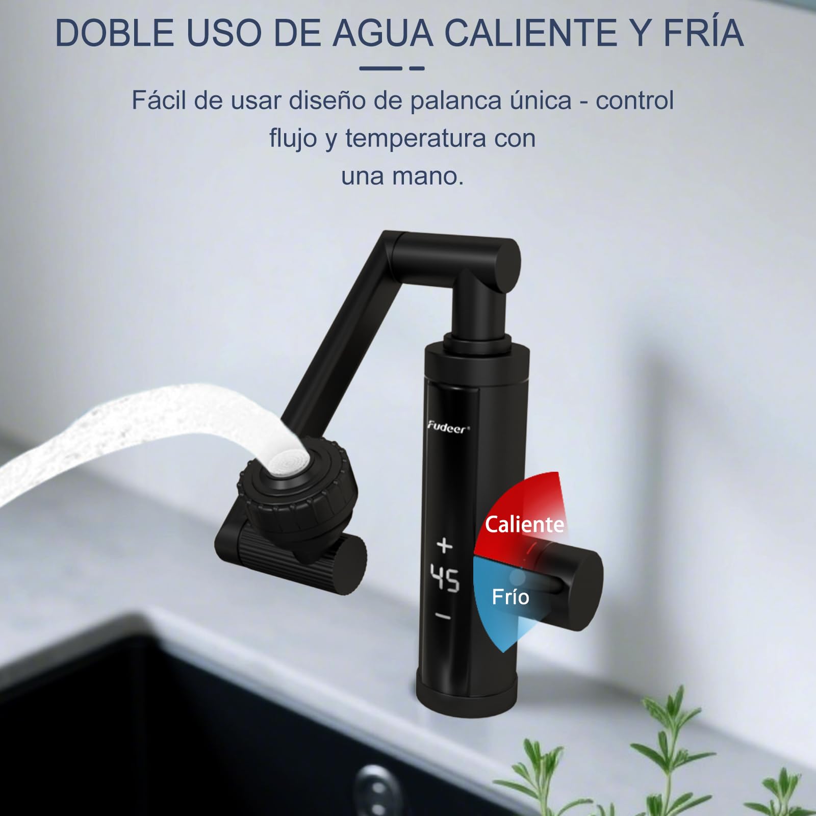 Grifo de agua con calentador de paso con tobera universal para cocina,Armadura de acero inoxidable con calentador de paso suministro con pantalla digital, 230v Grifo eléctrico