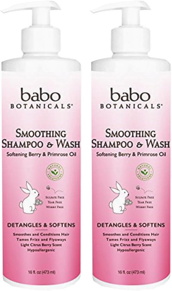 Babo Botanicals Berry Primrose Smoothing Detangling Shampoo and Wash 16 fl oz - Pack of 2