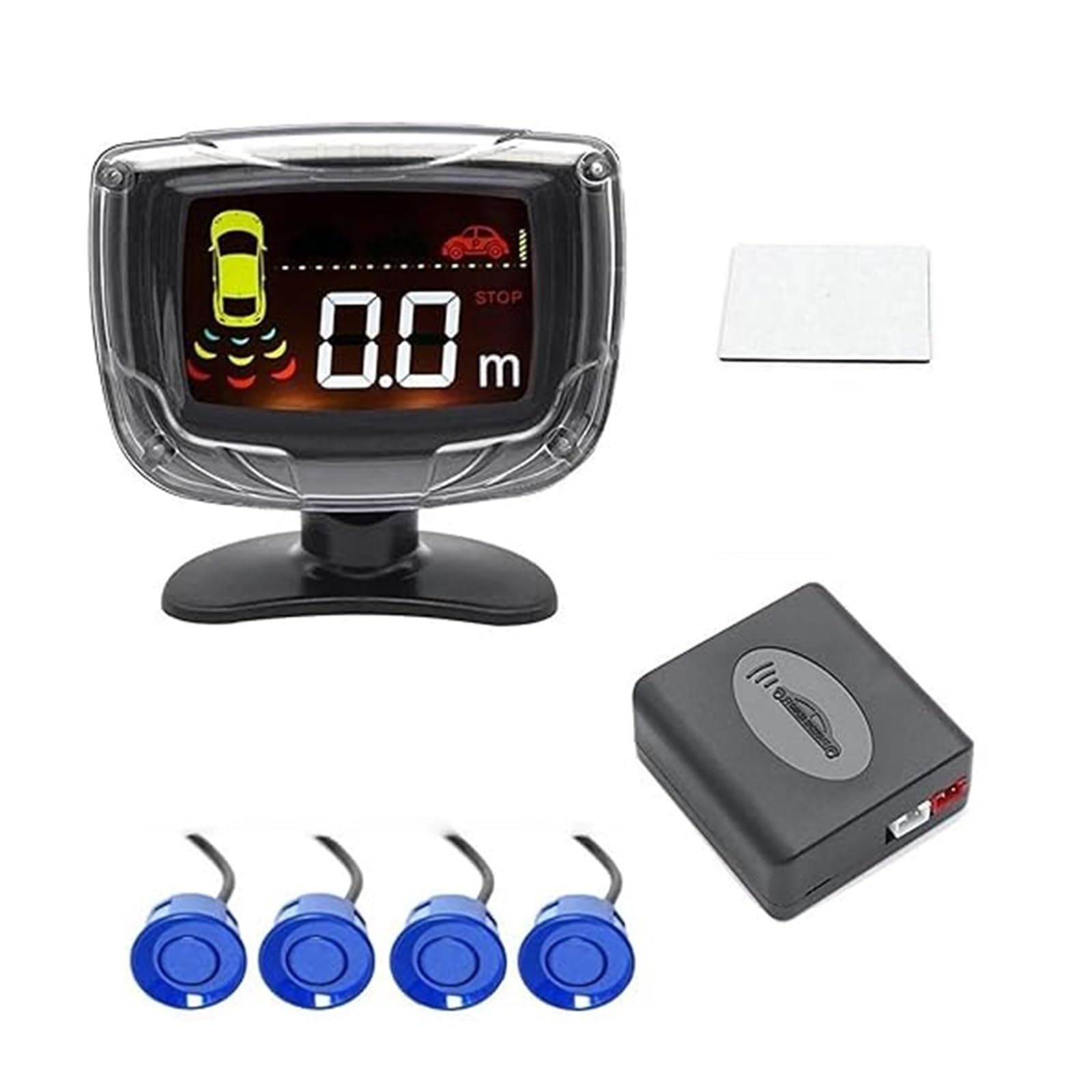 Set di sensori di parcheggio con Display LCD, 4 sonde, Allarme Acustico da 65 Db, Monitor di retromarcia, rilevatore di parcheggio (Argento)