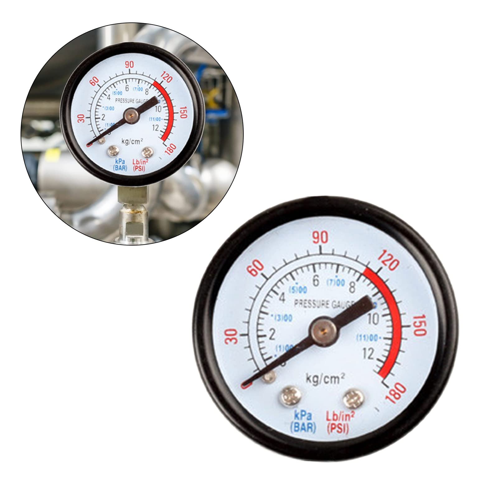 Industrial Grade Air Pressure Gauge Water Pressure Meter Measuring Ranges Measuring Ranges 0-180psi 0-12 1/8in/1/4in