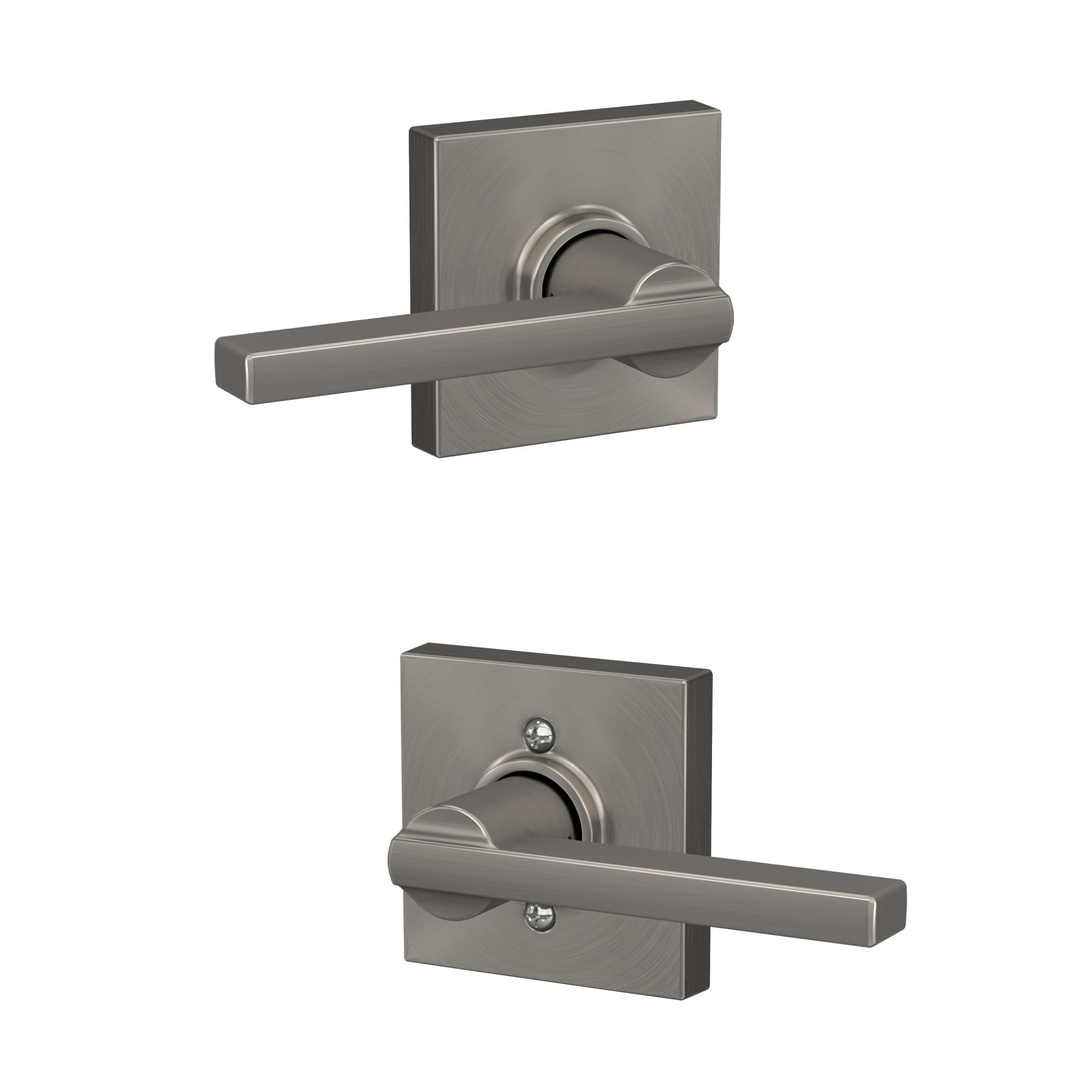 SCHLAGE F10 LAT 619 COL Collins Trim Latitude Hall and Closet Lever, Satin Nickel