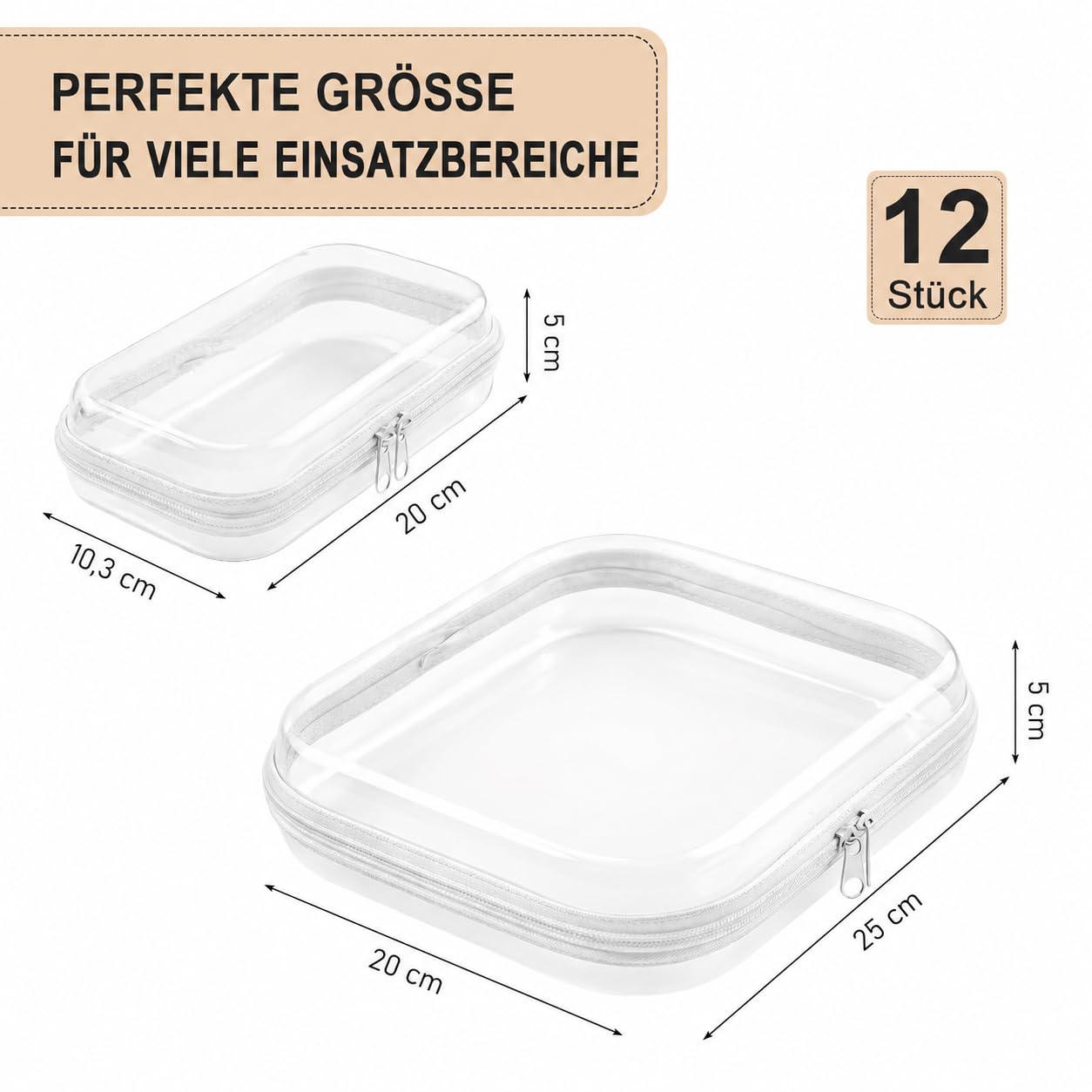 12 Stück Transparent Hartschalen Organizer Kunststoff Reisen Kosmetiktasche