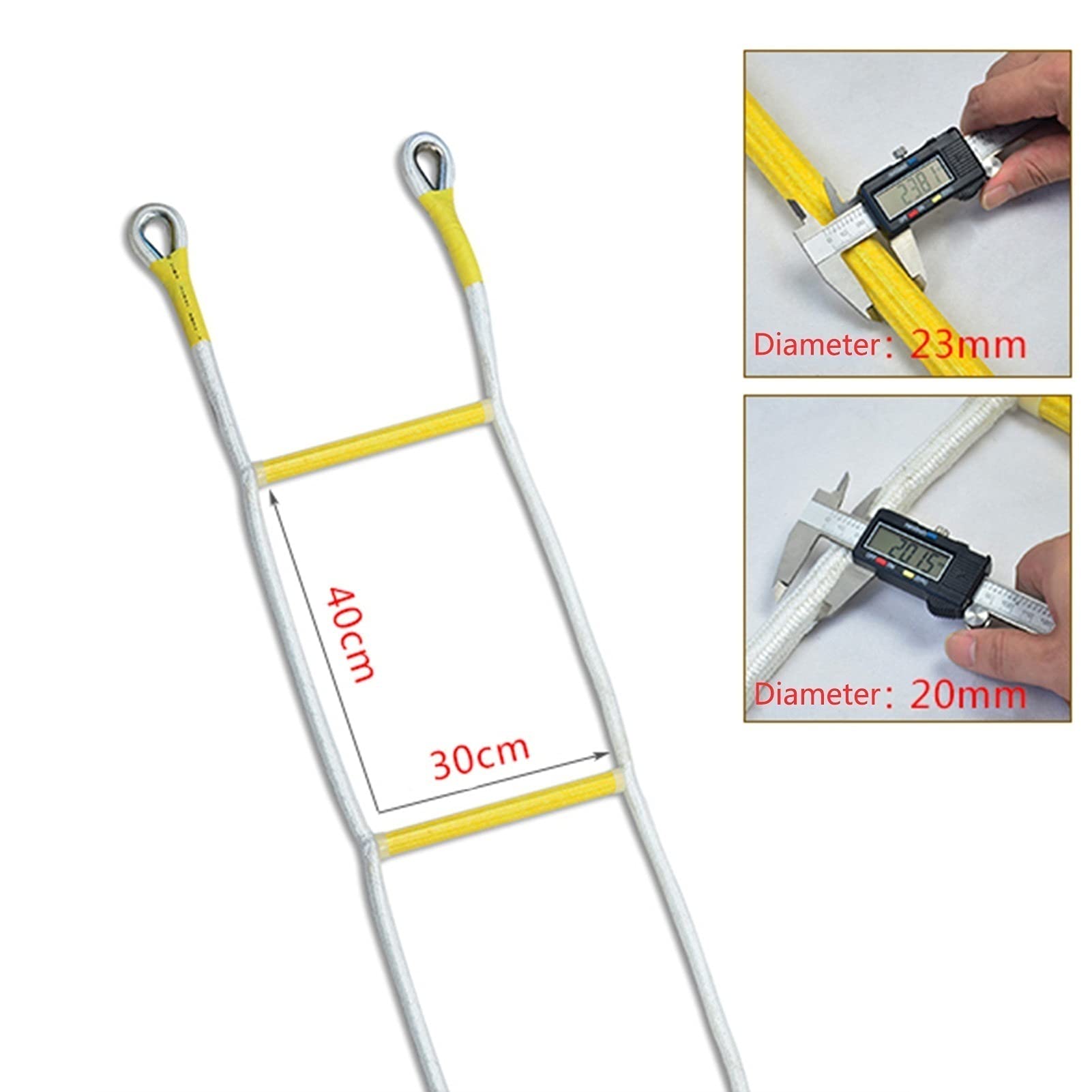 Rope Ladder, Safety Ladder,Emergency Rescue Rope Step Ladder, Fast Deploy Ladder/8m/26.25ft Yellow