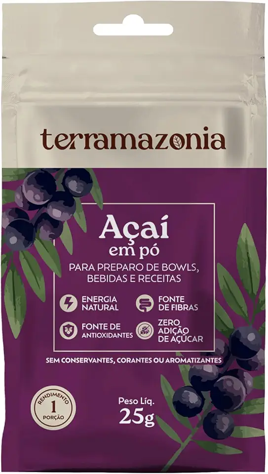 Açaí em Pó Sem Glúten Sachê Terramazonia 25g