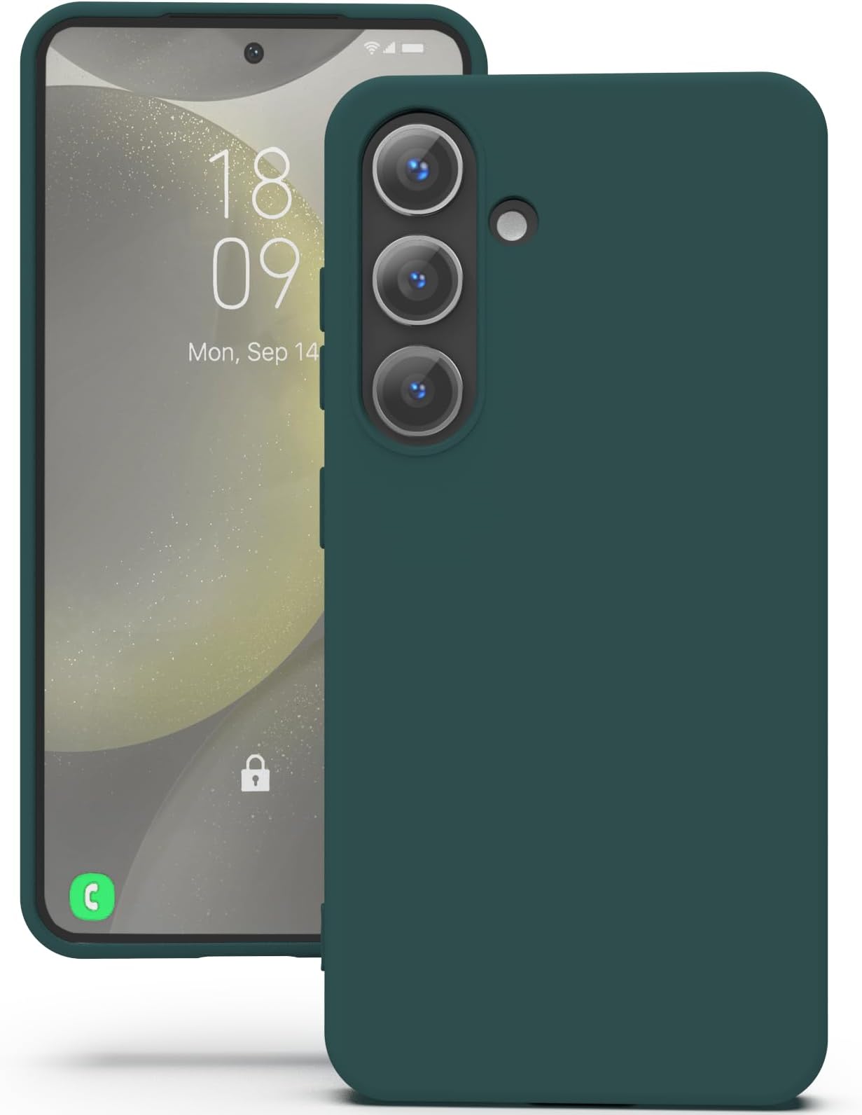 Silicone Case for Samsung Galaxy S24, Soft-Touch, Shockproof, DustProof, Antiskid Full Body Armour Phone Cover for Samsung Galaxy S24 - Dark Green