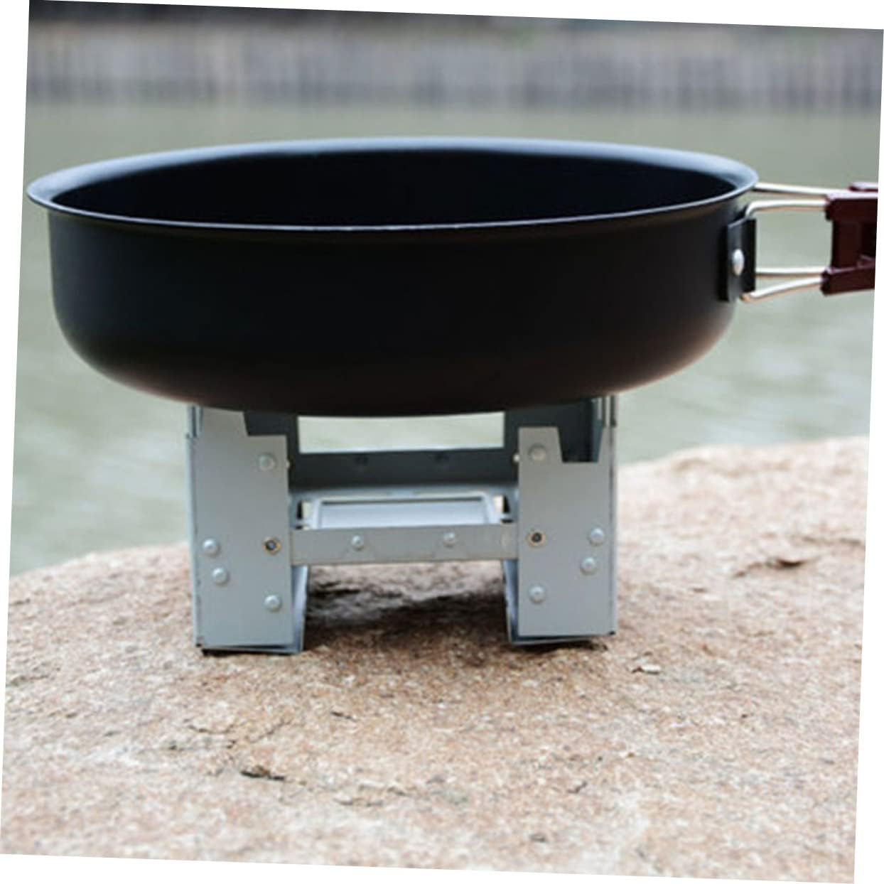 4 Pcs Camping Stove Set, Mini Foldable Solid Fuel Wood Burning Backpacking Burners for Outdoor Cooking, Hiking, Picnic, Survival