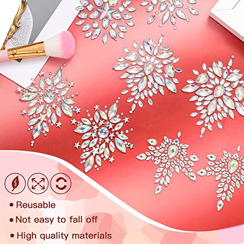 Geyoga 4 Pcs Rhinestone Pasties Crystal Breast Covers Body Jewelry Stick Breast Pasties Chest Stickers for Body2
