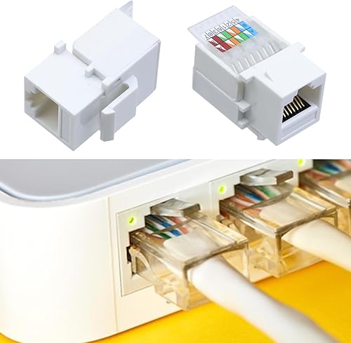 Miniatura 5 de Antrader Adaptador de conector Keystone Jack RJ45Cat6Cat5e sin herramientas, conector de módulo Keystone, para red de Internet, cable LAN Ethernet,