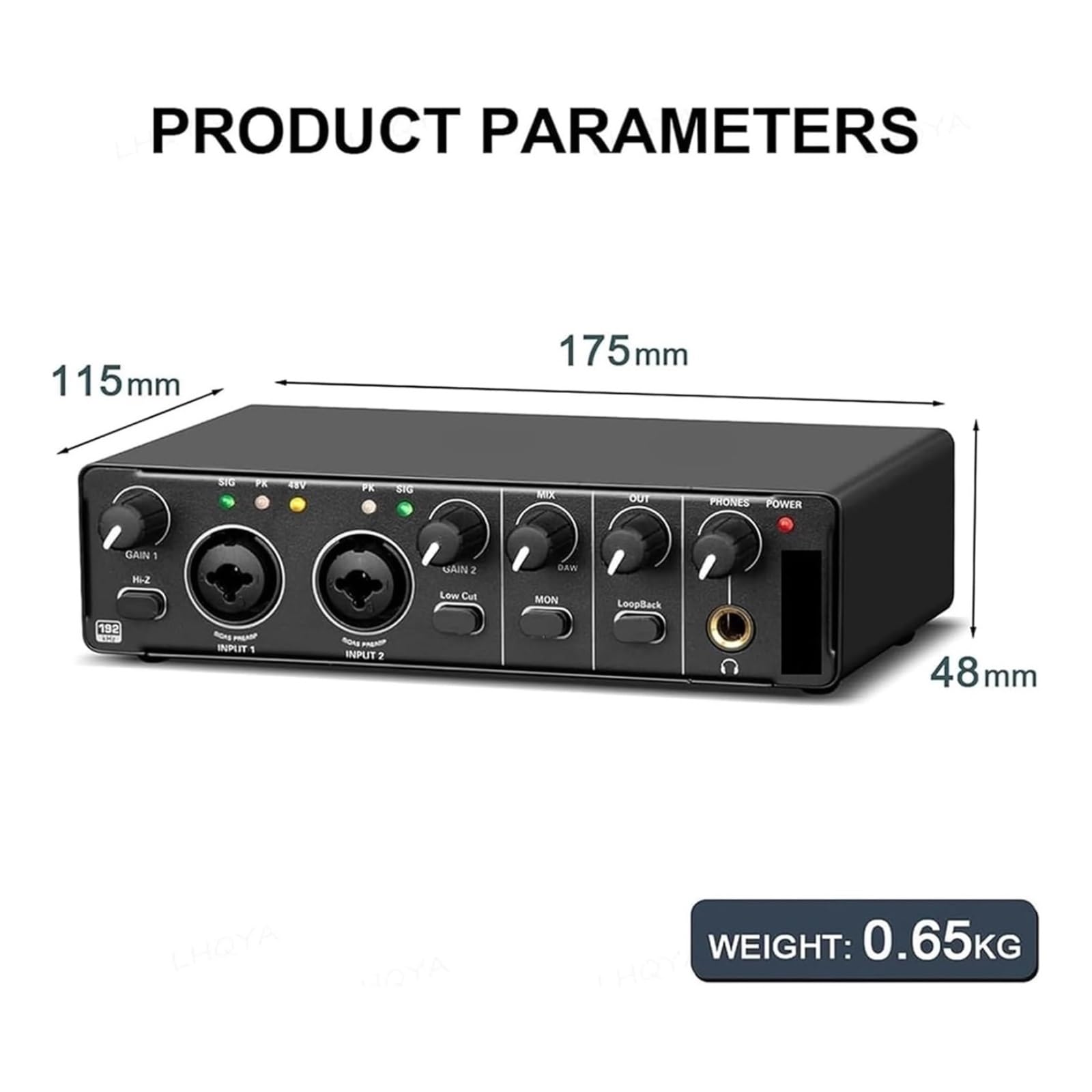 Interfaz de audio USB, Interfaz de audio USB for PC, Mezclador de audio de 24 bits/192 kHz, Preamplificador de micrófono, for transmisión en vivo, producción de grabación, grabación pr.