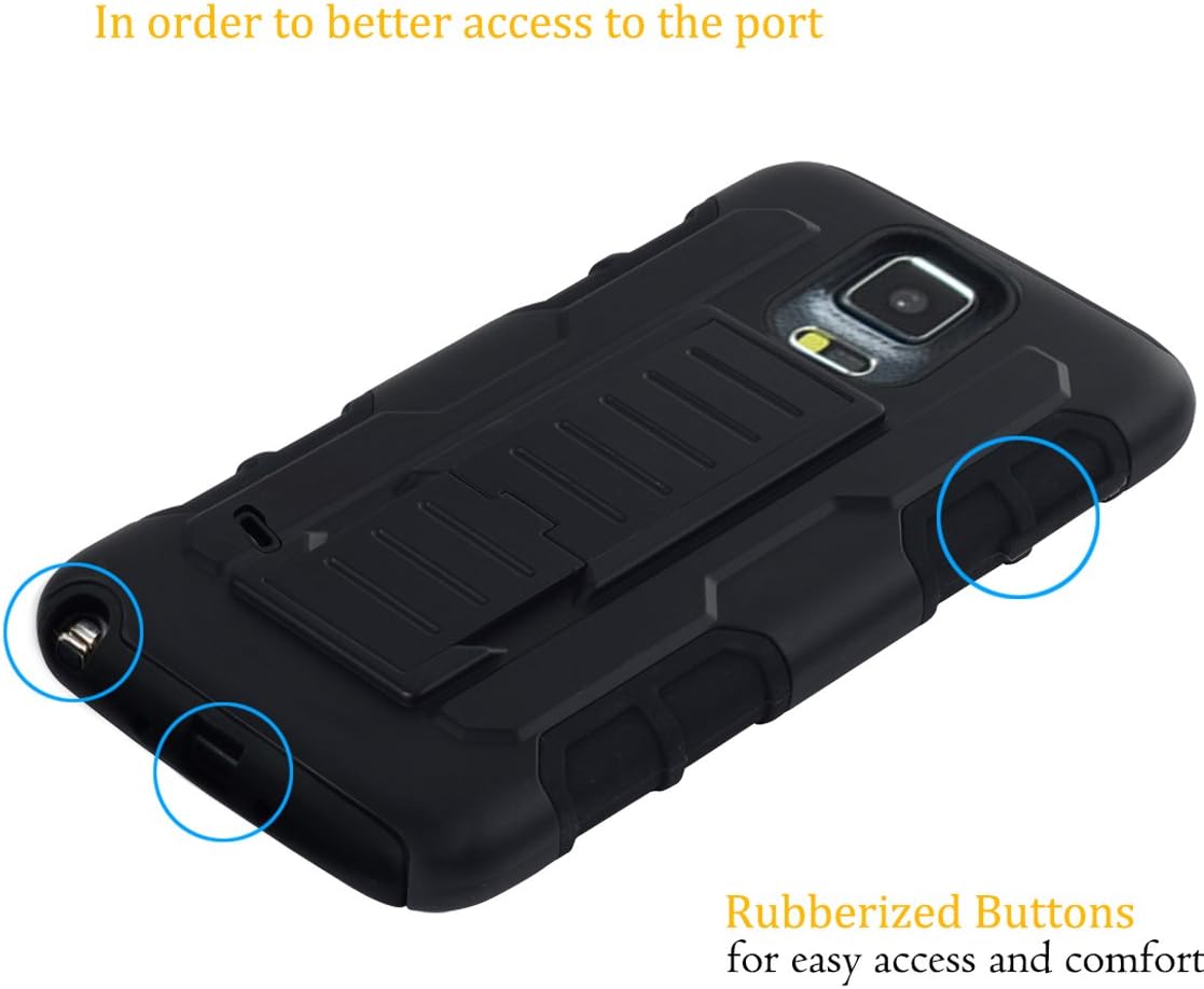 Note 4 Case, Samsung Note 4 Case,BENTOBEN 3 In 1 Hybrid Shockproof Heavy Duty Rugged High Impact Dual Layer Full Protection Case with Kickstand Belt Swivel Clip Holster for Samsung Galaxy Note 4,Black