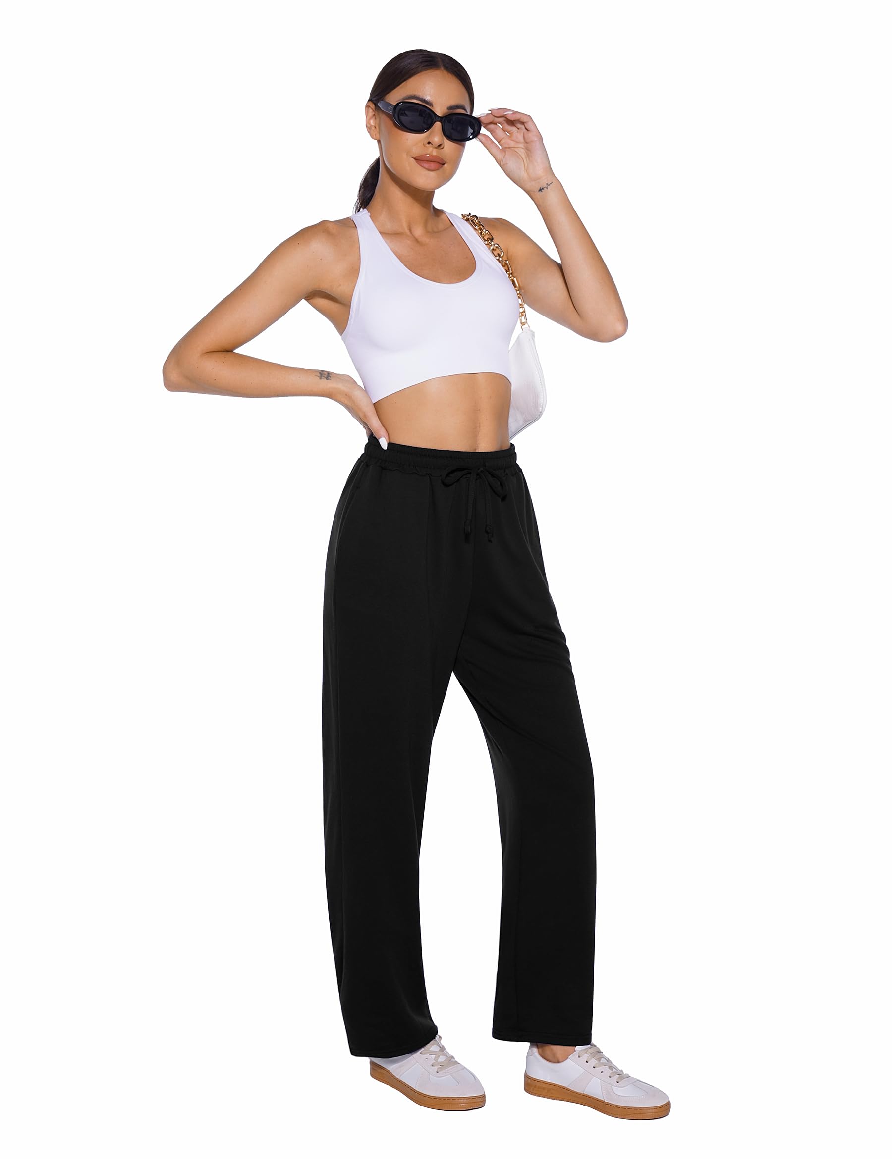 Demegimi Pantalones Deportivos Mujer Algodón Deportivos Recortados Pantalones con Bolsillos Laterales para Yoga y Correr