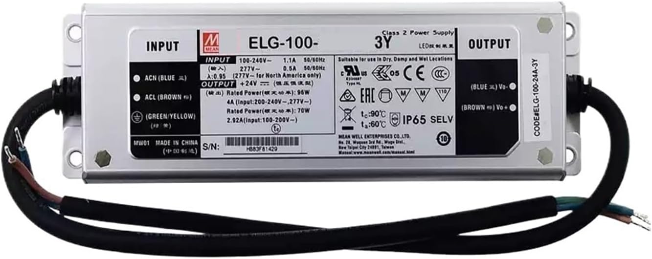 ELG-100 Series Constant Power Mode LED Power Supply Driver IP67 Waterproof for Outdoor Lighting(ELG-100-54B-3Y)