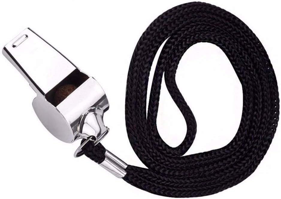 Metal Referee, 2 PCS Stainless Steel Coach Whistle - Extra Loud Whistle with Lanyard for School PE, Soccer, Ball Sports For Facial Care, Hair Care, Scalp Care Products_AB