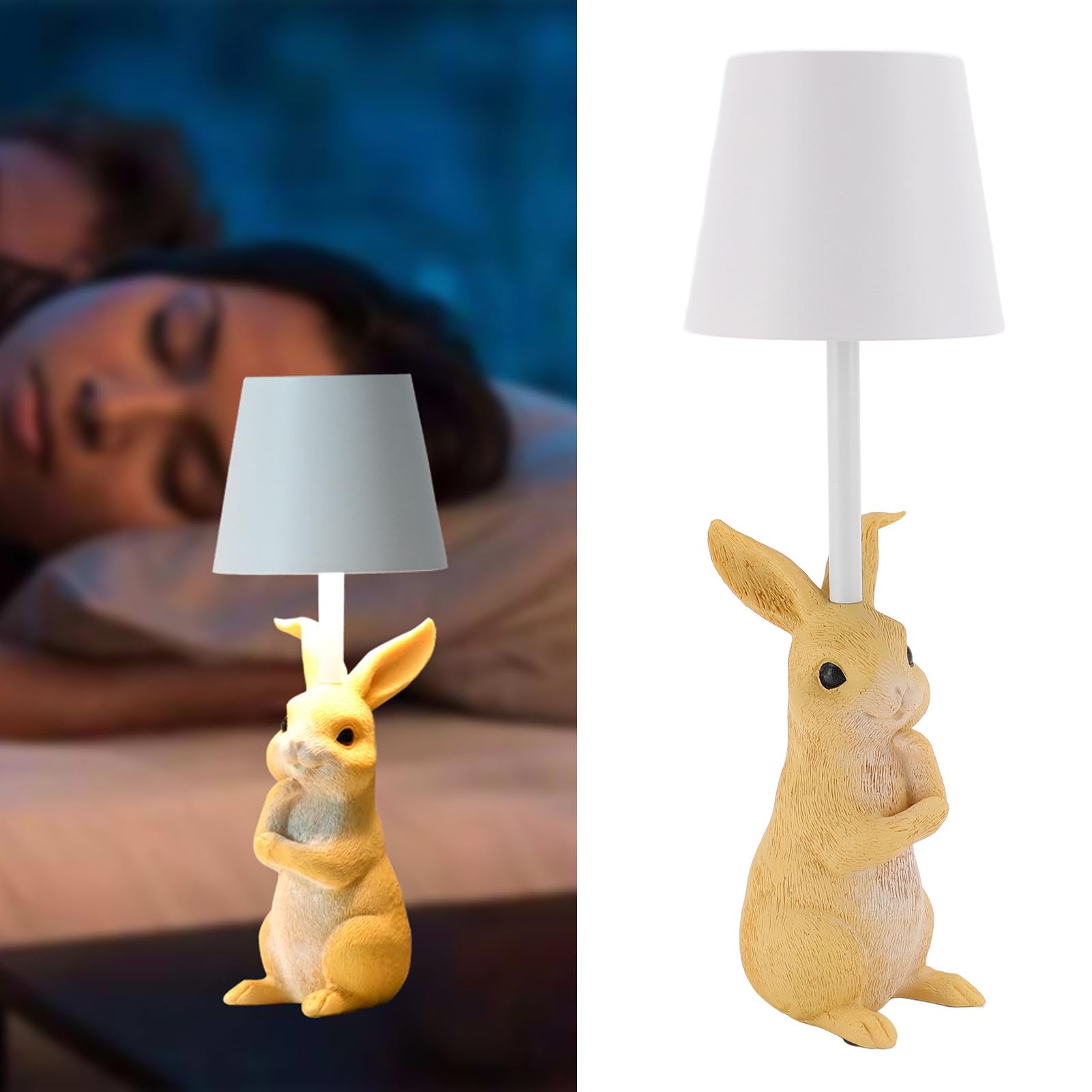 Mała Stołowa, LED z Królikiem Zwierzęcym, na Biurko z 3-kolorową możliwością ściemniania, Sterowanie Dotykowe, Lampka Nocna Obok Lampy Stołowej Lampka Nocna