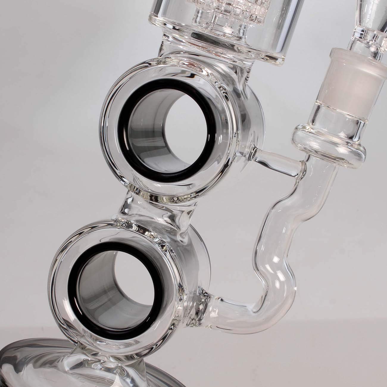 Blaze Glass Rachenkracher Percolator Bong | Klar 50 cm | Glasbong 18,8 (NS 19) aus Borosilikatglas mit Trommelperkolator | Kräuter Perkolator Bong mit Lift-Off-Kopf & Rundfuß | Ø 65/32mm