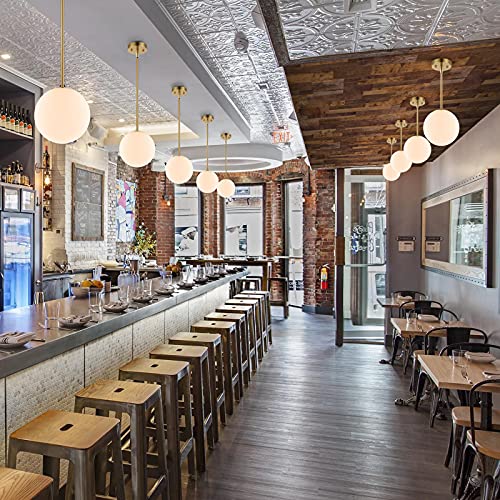 Baoden Modern Globe Pendant Light 1-Light Mid Century Chandelier With White Globe Glass Lampshade Brushed Brass Finished Hanging Light Fixture For Kitchen Island (Gold) #TOP5