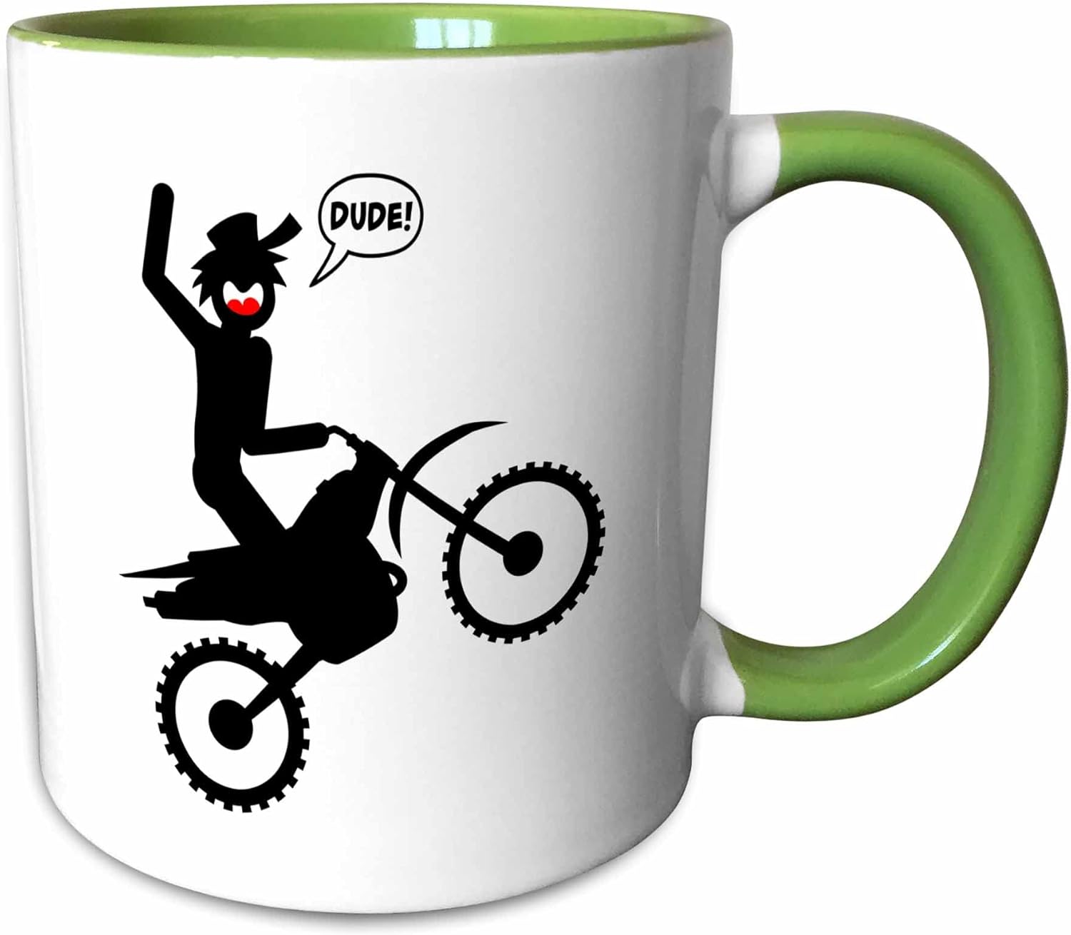 3dRose A stickman image on a dirt bike, riding a wheelie and getting air dude 15oz Mug