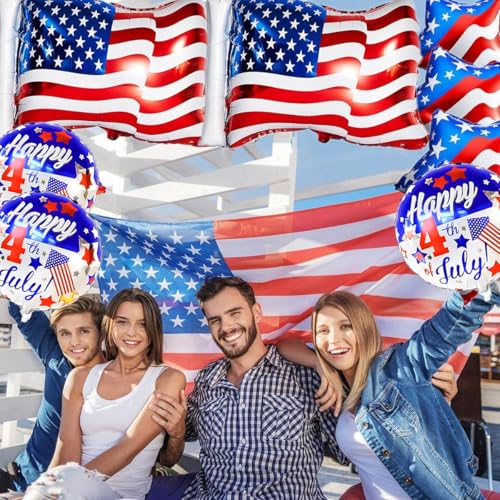Image of 4th Of July Balloons, Flag Balloons And Star Balloon For Independence Day, Presidents, Patriotic Decor, USA 4th Of July Decorations