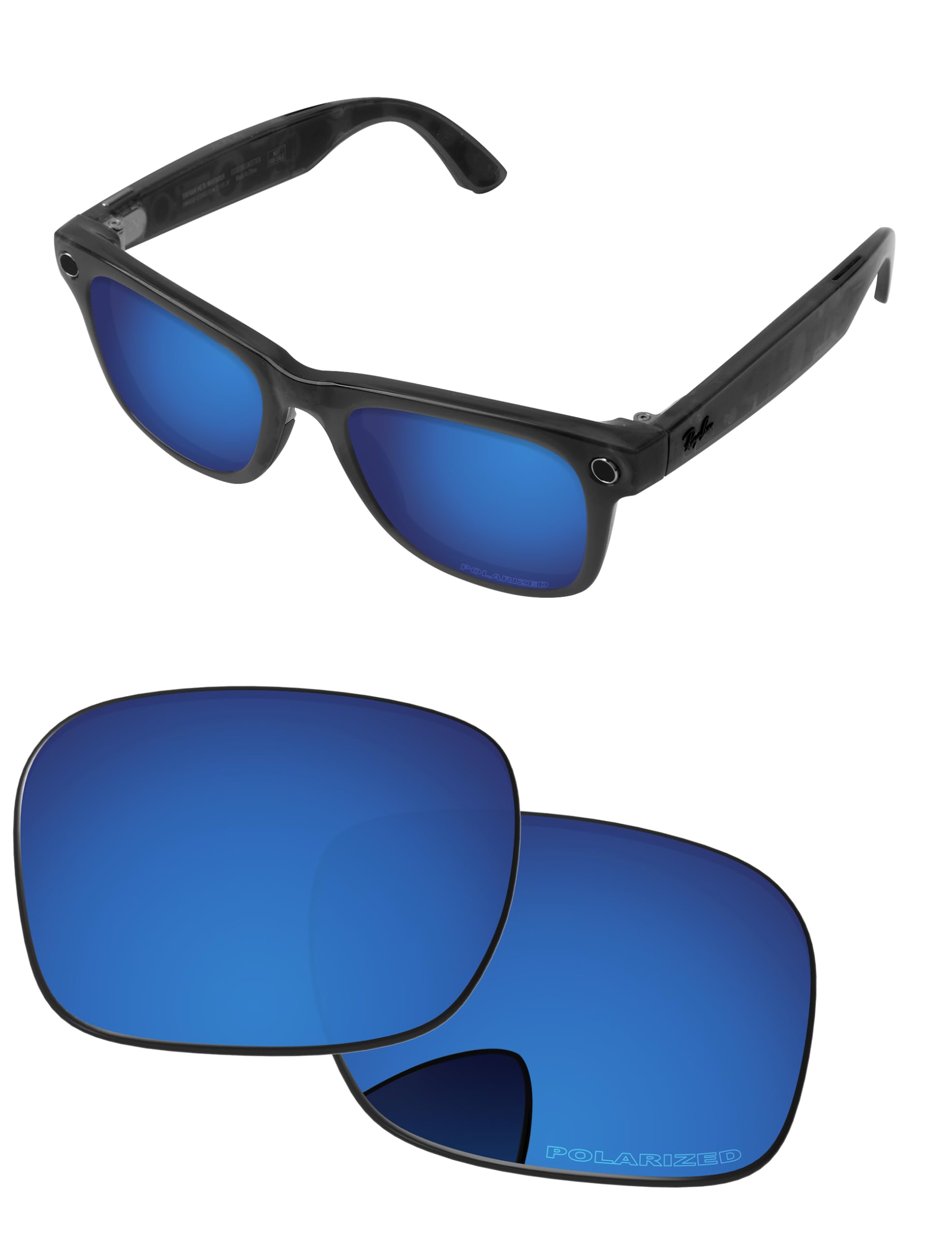 Replacement Lenses for Ray-Ban Meta Wayfarer RW4006 &amp; RW4012 50mm AI Glasses - Photochromic, Anti Blue Light Lens
